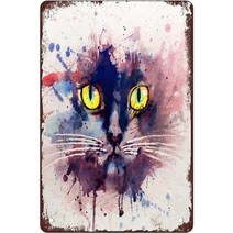 단양 자석 문방사우 중국Rosefinch 스톤 페인팅 고양이 스플래시 잉크 레트로 금속 시트 표지판 바 레스