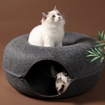 고양이도넛방석 고양이기절방석, S 라이트그레이