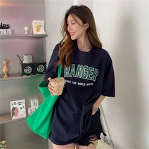 프리티클라라 여성 박시 반팔 루즈핏 프린팅 티셔츠 t-08-e