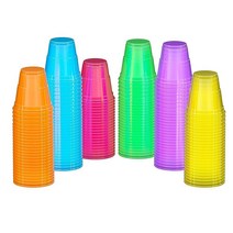 Exquisite Blacklight 파티 글로우 컵 - 120팩 56.7g(2온스) 다양한 색상 파티용 일회용 생일 블랙라이트 반응성 식품 네온, 60, 2 Ounce Shot Glass