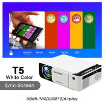 캠핑빔프로젝터 LED프로젝터 Full HD 미니 휴대용 salange t6 1080p 4k 4500 루멘 지원 mi usb 홈 시어터 wifi LED Beam Projector, 협력사, 화이트 미러링, au 플러그