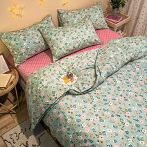 더블침대 이불커버 순면 코튼 기숙사 전원 무드 숏 플라워 침구류 싱글 4종 가을겨울 2265815546