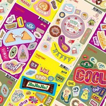 이케이 더폰트 스티커 WOW외 3종 데코스티커 다이어리스티커 무, 옵션선택, happy