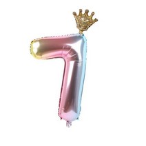 화동풍선 1set 30inch Number Foil Balloons 1 2 3 4 5 6 Years Old Kid Boys Girls Crown Happy Birthday Ball, STYLE 7_16inch