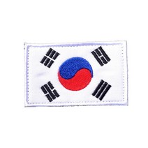 태극기 마크 자수패치 와펜 화이트