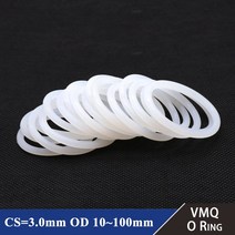 고무오링 10/50Pcs 화이트 식품 GradeSilicone O 링 개스킷 CS 3mm OD 10 100mm 방수 와셔 고무 절연 모양 VMQ, [59] OD 100mm ID 94mm, [02] 50Pcs, [01] CS 3.0mm