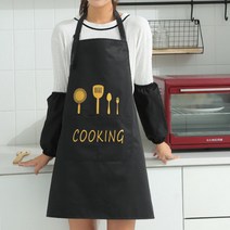 그로스컴퍼니 주방 앞치마 방수 원피스 바리스타 손님용 카페용, 블랙, 1개