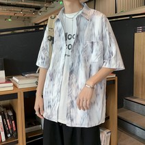 DFMEI 반팔 셔츠 남 디자인 감각 ins 여름 얇은 나염 셔츠 트렌드캐주얼 톱 코트