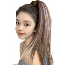 온리정 브릿지 포니테일 가발 벨크로 찍찍이 타입 부분가발 묶음가발 긴생머리 포니테일, 다크 브라운, 1개