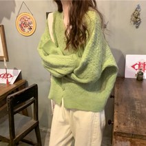 루즈핏 카디건 스웨터 브이넥 긴팔 니트 여성 카디건