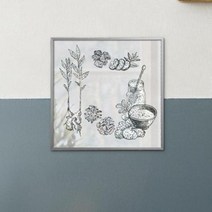 건강보양식라인일러스트1 소형메탈프레임액자.꾸밈, 실버／3타입