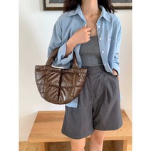 퀼팅 부드러운 패딩 토트 백 겨울 통근 핸드백, 상세 페이지 참고