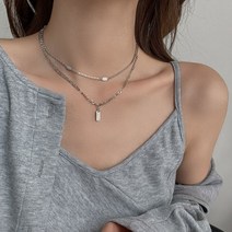 mh_레이어드 메달목걸이 패션 체인목걸이 사슬 레이어드목걸이 목걸이 데일리 체인 두줄목걸이 티타늄