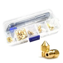 XIFOWE MK8 노즐 24피스 3D 프린터 황동 노즐 0.2mm 0.4mm 0.6mm 0.8mm 1.0mm CR-10 노즐 DIY 도구 및 금속 보관 상자 포함 CR, A MK8 Brass, Various Nozzles