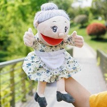 복화술인형 말하는인형 손가락인형 걱정인형 30cm 가족 손 인형 소년 소녀 작업자 경찰관 공연 유아 조기 학습 봉제 인형 선물, 할머니