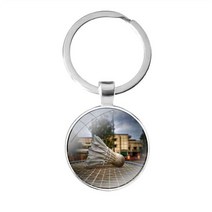 badminton ball sports glass cabochon keychain Bag Car key chain Ring Holder Charms keycha Gifts Cart, [05] images 5