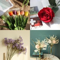 조화 꽃다발 꽃 인테리어 소품 꽃다발 튤립 장미 모란, 핑크