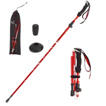 도나샵 테오스카 접이식 두랄루민 초경량등산스틱 2p+스틱케이스 ss-43003, 숏사이즈 레드