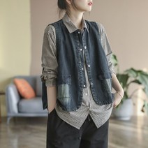 여성 조끼 베스트 면 면조끼 봄 여름 가을 유니크 여자조끼 인박카047