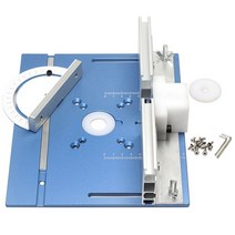 트리머 테이블 작업대 루터기 알루미늄 라우터 삽입 플레이트 전기 목재 밀링 플립 보드 미터 게이지 가이드 세트 톱 목공, [01] Blue 1set, 01 Blue 1set