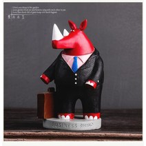 British Guard Pirate Mr. Rhinoceros Bear and Rabbit Figurines Creative Living Room Bookcase Decorati, 01 Red rhino 11x10x20cm