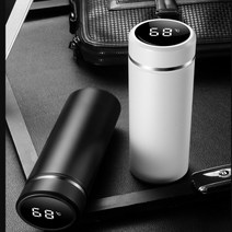 보온 보냉 온도조절 LED 텀블러 460ml, 화이트