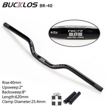 콕핏 자전거거치대 와이드콕핏 Bucklos mtb 핸들 바 31.825.4mm 라이저 바 620660720780mm 알루미늄 합금 핸들 바 사이클링 핸들 바 부품, 25.4-620-40mm-블랙