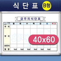 어린이집 초등 학교 급식 식단 화이트보드 택 40x60, 오마켓 체리몰딩