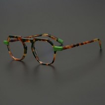 수제 사각 뿔테 안경 아쿠아 그린 남자 여자 안경테 연예인 안경태