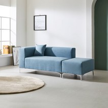 빈스 스웨이드 2인소파+스툴 세트 원룸 오피스텔 휴게실 카페 사무실쇼파, 빈스 스웨이드 2인(우)+스툴, 스카이