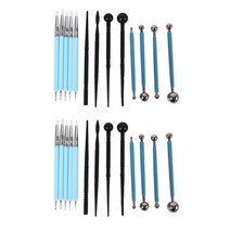 목공기계 부품26Pcs 폴리머 모델링 클레이 조각 도구 도트 펜 실리콘 팁 볼 스타일러스 도자기 세라믹, 01 blue  bla재료