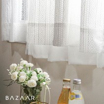 [바자르] 페이지 뜨개 느낌 레이스 가리개 커튼(창문형/140x150)2장+끈+봉
