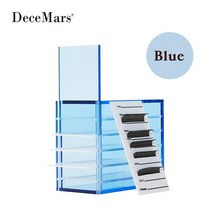 핸드자키 수동자키 전동자키 DeceMars 인조 속눈썹 보관함 5 겹 아크릴 팔레트 홀더 레드블루화이트, 03 Blue