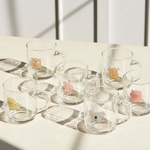 동물 캐릭터 유리컵 6종세트 - 귀여운 동물 캐릭터 사랑고백 유리머그 홈까페