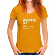 서핑 바디 보드 신제품 Windsurfing Girl 라운드넥 반팔 티셔츠 여성용 재미 있는 윈드서핑 보드 코튼 상, 10 WoMen Ginger_07 XXL