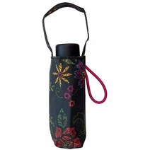 Totes 마이크로 미니 수동 우산 NeverWet 기술 지갑 블랙 바탕에 다채로운 꽃 96.5cm(38인치) 아크 커버