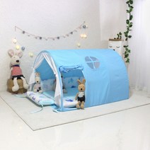 [키즈돔침대] 블루 3단 도어 미니 범퍼침대(코끼리) / 캐노피침대, 상세 설명 참조