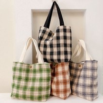 여성용 가방 휴가 에코백 은창]무드 쇼핑백 여성 장바구니 백 트위드 토트백 미니 체크 여행 쇼퍼백