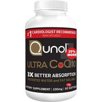 Qunol 쿠놀 퀴놀 울트라 CoQ10 100mg 3배 더 나은 흡수 특허받은 코엔자임 Q10 75정, 75