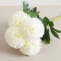 어버이날 카네이션 FF 조화 꽃 부쉬 번들 모음 1, F07.퀸폼폼카네이션부쉬 40cm, (사은품제외), 화이트