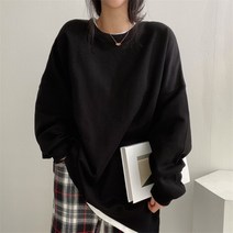 빅사이즈 여성 루즈핏 맨투맨 겨자색 그레이 블루 블랙 맨투맨 봄 가을 여성 의류 단색 맨투맨