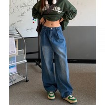 로우라이즈 Y2K 봄 가을 겨울 사계절 루즈핏 와이드핏 중청 유니크 데님