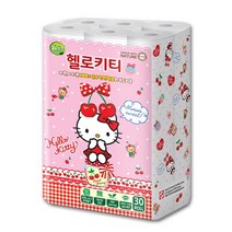 (그랜드유니버셜트레이딩코리아 79054 헬로키티 3겹 천연펄프 무형광 롤화장지 (23M/30롤 헬로키티/무형광/롤화장지/천연펄프, 단일 수량