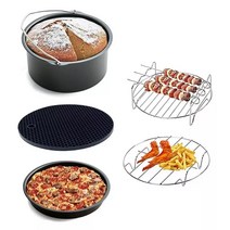 led스팀에어프라이어 대용량 20리터 NEW2023 6inch Air Fryer Accessories Cake Baking Pan Pizza Grill Ra, 한개옵션0