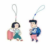 에이치플러스몰 유니크 캐릭터 일러스트 캐리어 두둠 네임택 고리