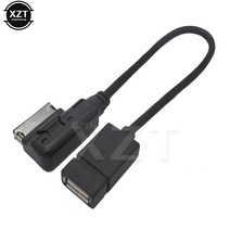 자동차부품 차량 부품 자동차 인테리어 튜닝 USB AUX 케이블 음악 MDI MMI AMI-USB 암 인터페이스 오디오 AUX 어댑터 데이터 와이어 아우디 A3 A4 A5 A6, 01 Black