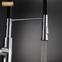 XOXOBlack 및 크롬 마감 주방 싱크 수도꼭지 데크 마운트 듀얼 스프레이 어 노즐 핫 콜드 믹서 워터 탭 83016H