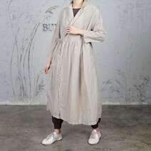 여성 로브 피그먼트 워싱 카라 랩 원피스