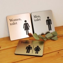아크릴마트 화장실표지판 메탈표시판 restroom 마크 로고 안내판 아크릴주문제작 팻말 관계자외출입금지, 메탈 정사각 (여성), 핑크