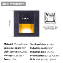 계단리프트 핸드카 대차 전동 가정용리프트 농업용운반차 모던 벽 계단 조명 센서 내장 설치 야외 및 실내 ip65 방수, 7.BlackWarm White